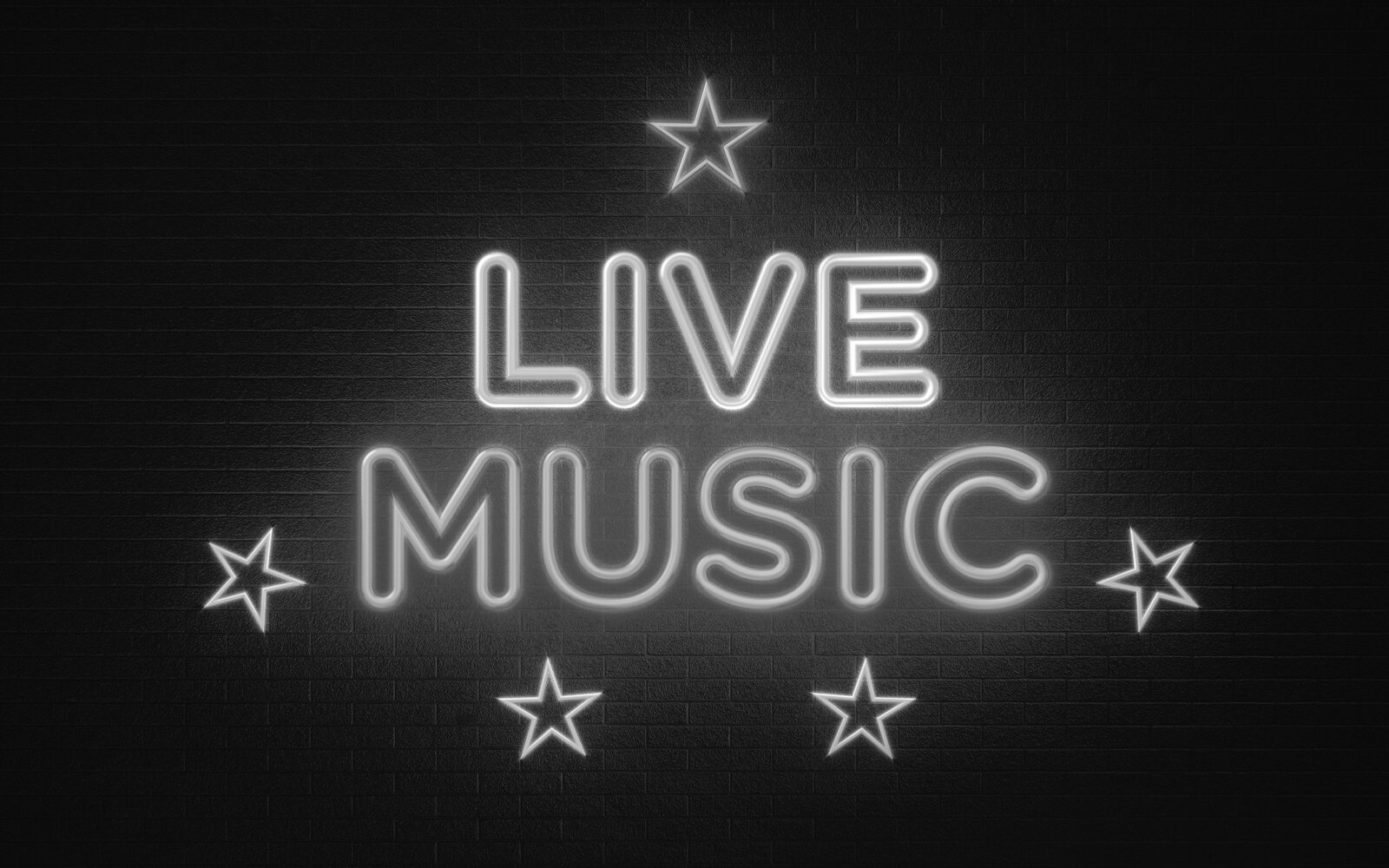 Live Music Neon Light On Black Wall - Live Music Concept